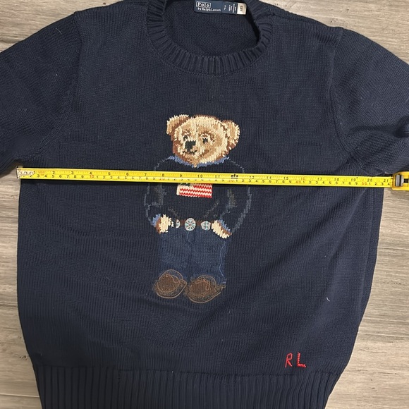 Polo Ralph Lauren Iconic Bear American Flag Cotton Linen Sweater - Picture 4 of 4